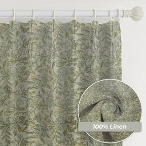 Indian Floral Printed Pure Linen Blackout Grommet - Kudrat