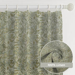 Indian Floral Printed Pure Linen Blackout Grommet - Kudrat