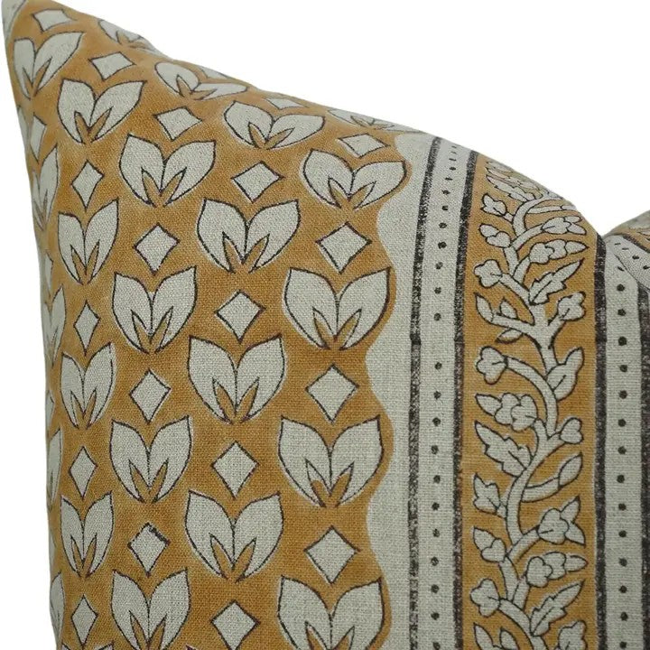 Handmade Bohemian Pure Linen Pillow Cover-titli Border