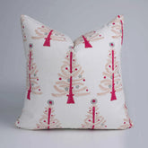 Hand Block Printed Cotton Pillow Cover for Sofa - Christmas Tree Pillow