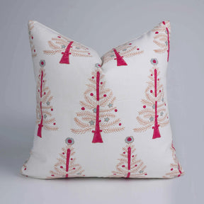 Hand Block Printed Cotton Pillow Cover for Sofa - Christmas Tree Pillow