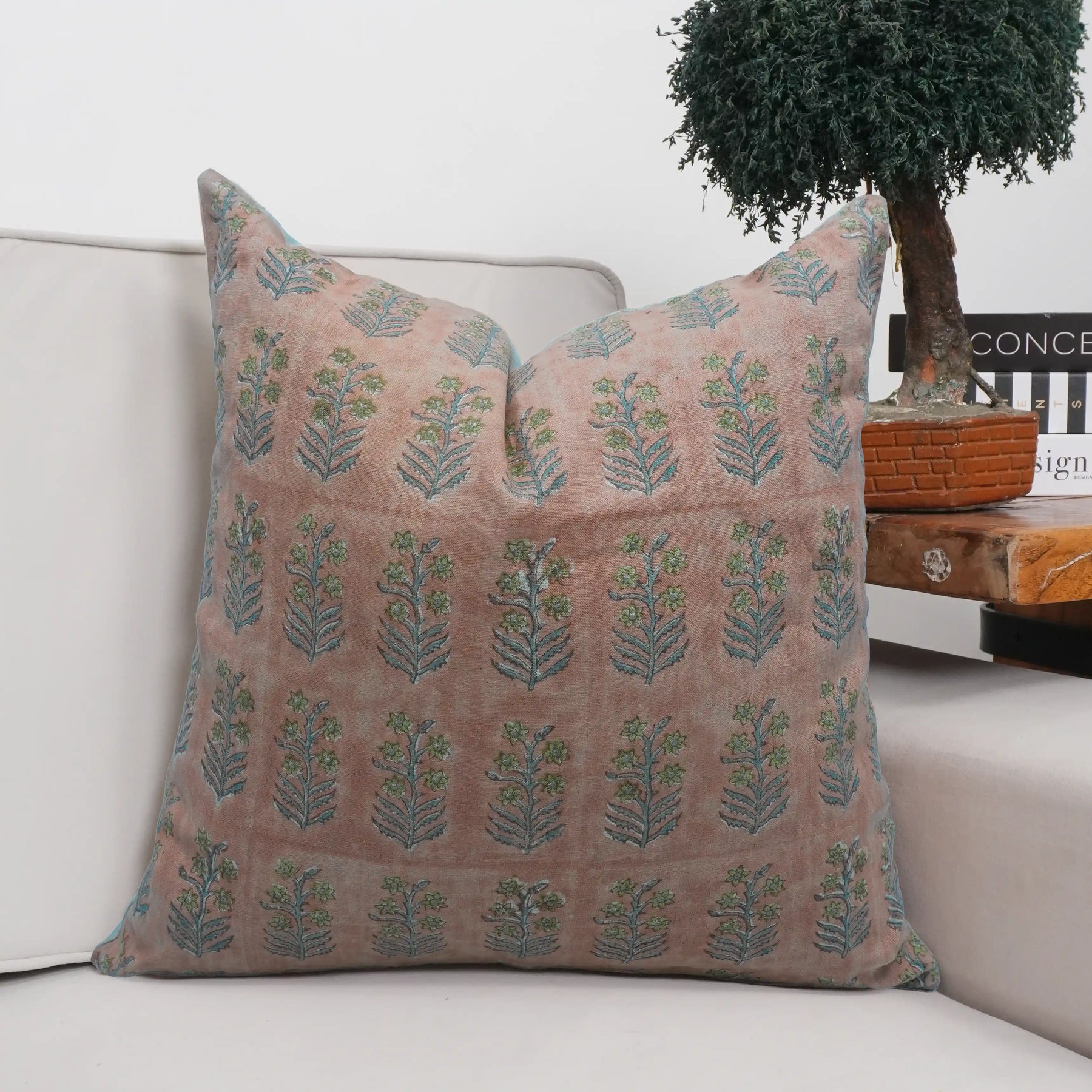 Decorative Block Printed Boho Pure Linen Pillow Cover - Indradhanush