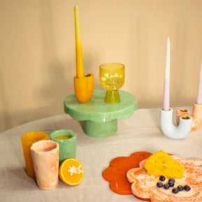 Scallop Resin Cake stand, Green- 9.5x4.5 Inches