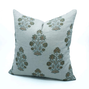 Handmade Floral Block Print Thick Linen Home Pillow Cover - Morpankh