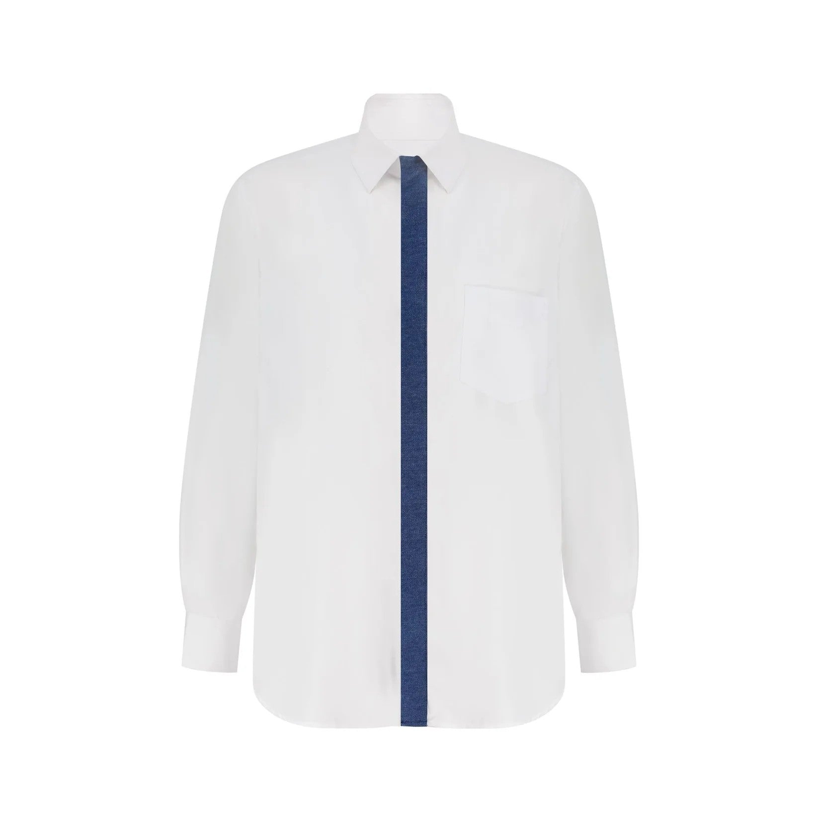Denim Patch Long Sleeve Button Up Shirt