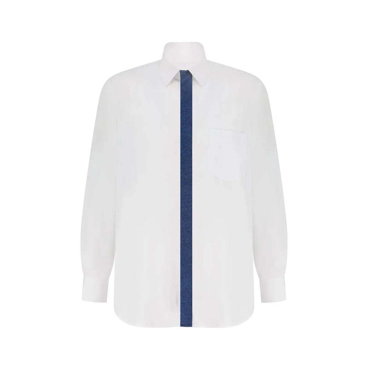 Denim Patch Long Sleeve Button Up Shirt