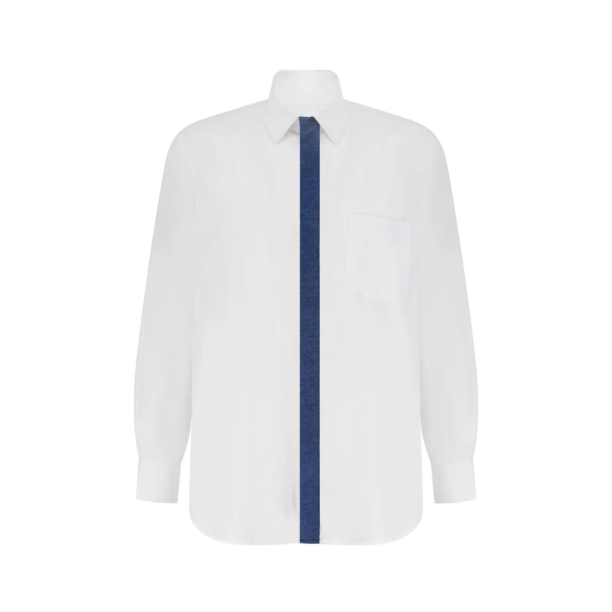 Denim Patch Long Sleeve Button Up Shirt
