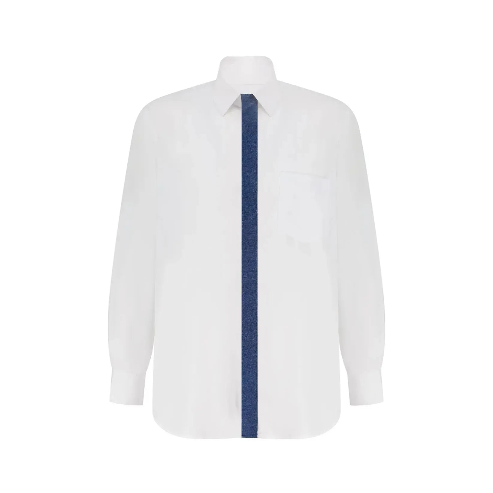Denim Patch Long Sleeve Button Up Shirt