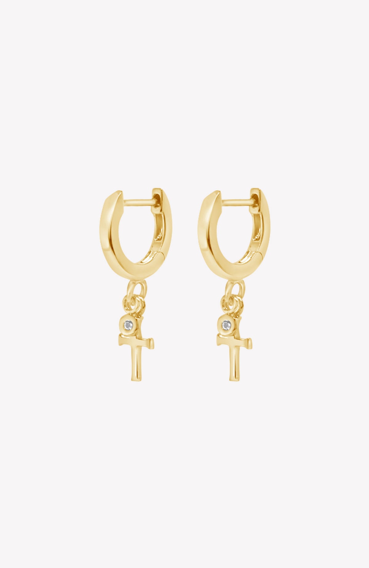 Calvary Cross Huggie Hoop Earrings