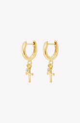 Calvary Cross Huggie Hoop Earrings