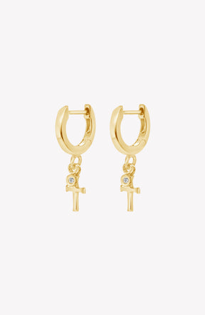 Calvary Cross Huggie Hoop Earrings