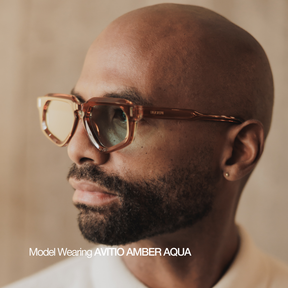 Avitio Sunglasses with Marble Frame & Light Blue Lens