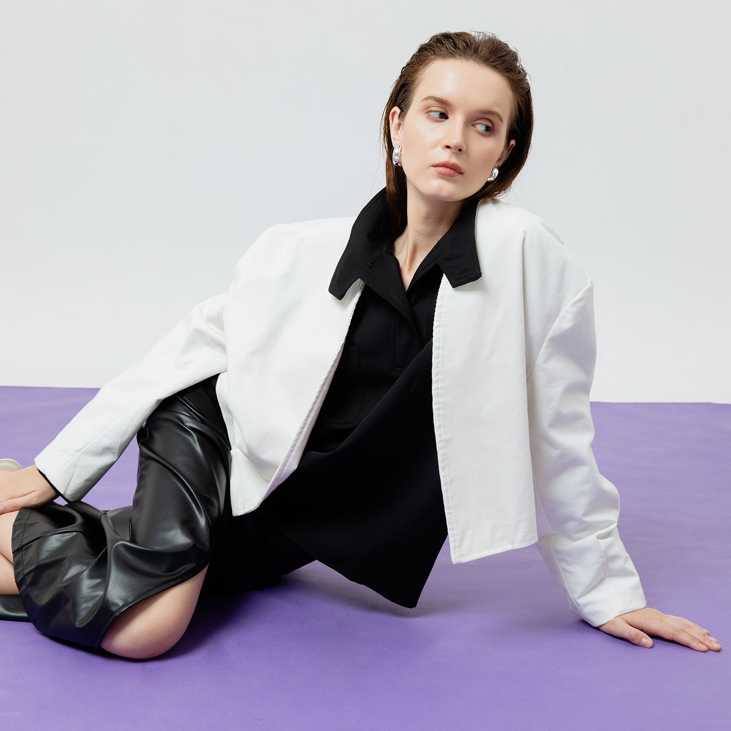 DAHLIA FAUX LEATHER MIDI SKIRT