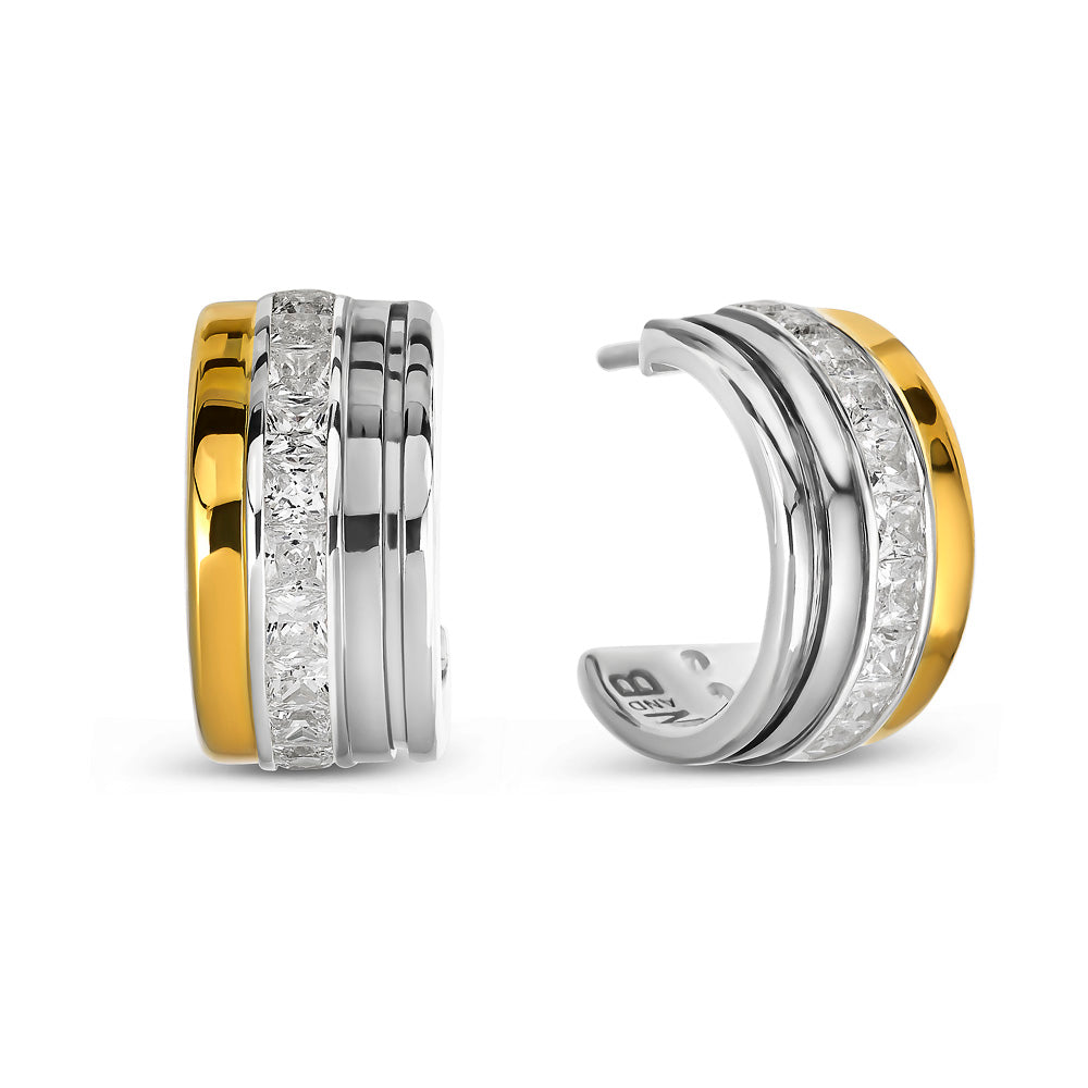 Digi Earrings In Sterling Silver With 18K Yellow Gold And Diamonds