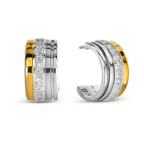 Digi Earrings In Sterling Silver With 18K Yellow Gold And Diamonds