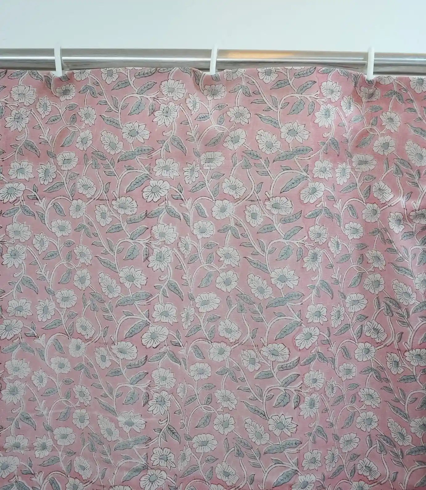 Haridwar Floral Block Print Viscose Linen Curtain