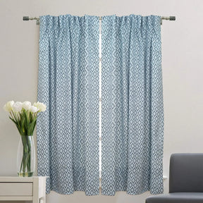 Hand Block Design Viscose Colored Linen Curtain - Drishtikon