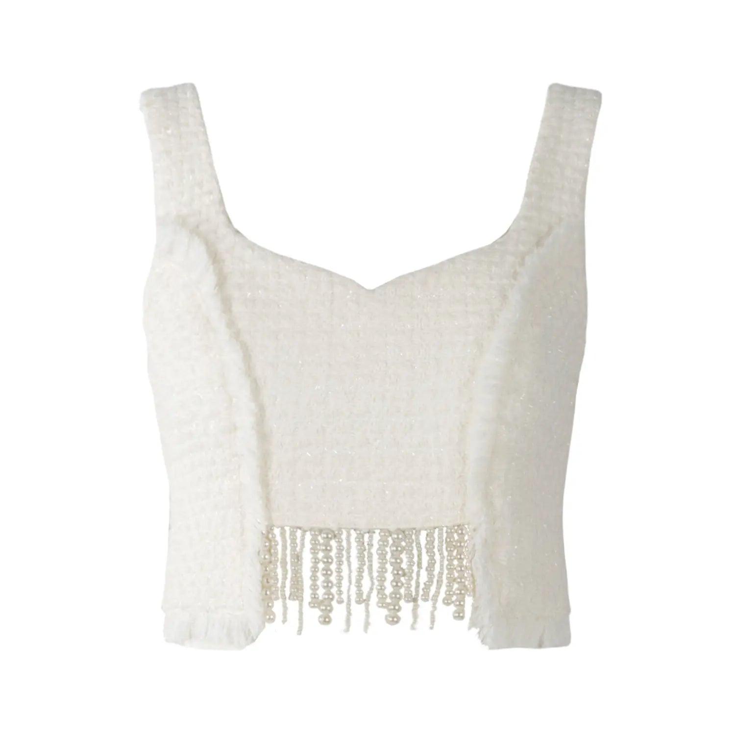 Tia Shimmering Tweed Bouclé Crop Top