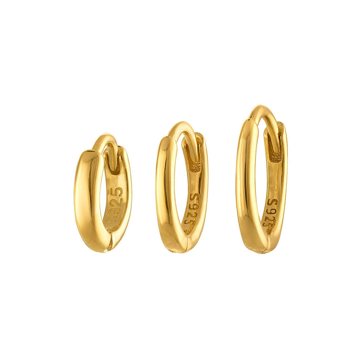 3 Gold Huggie Layering Set