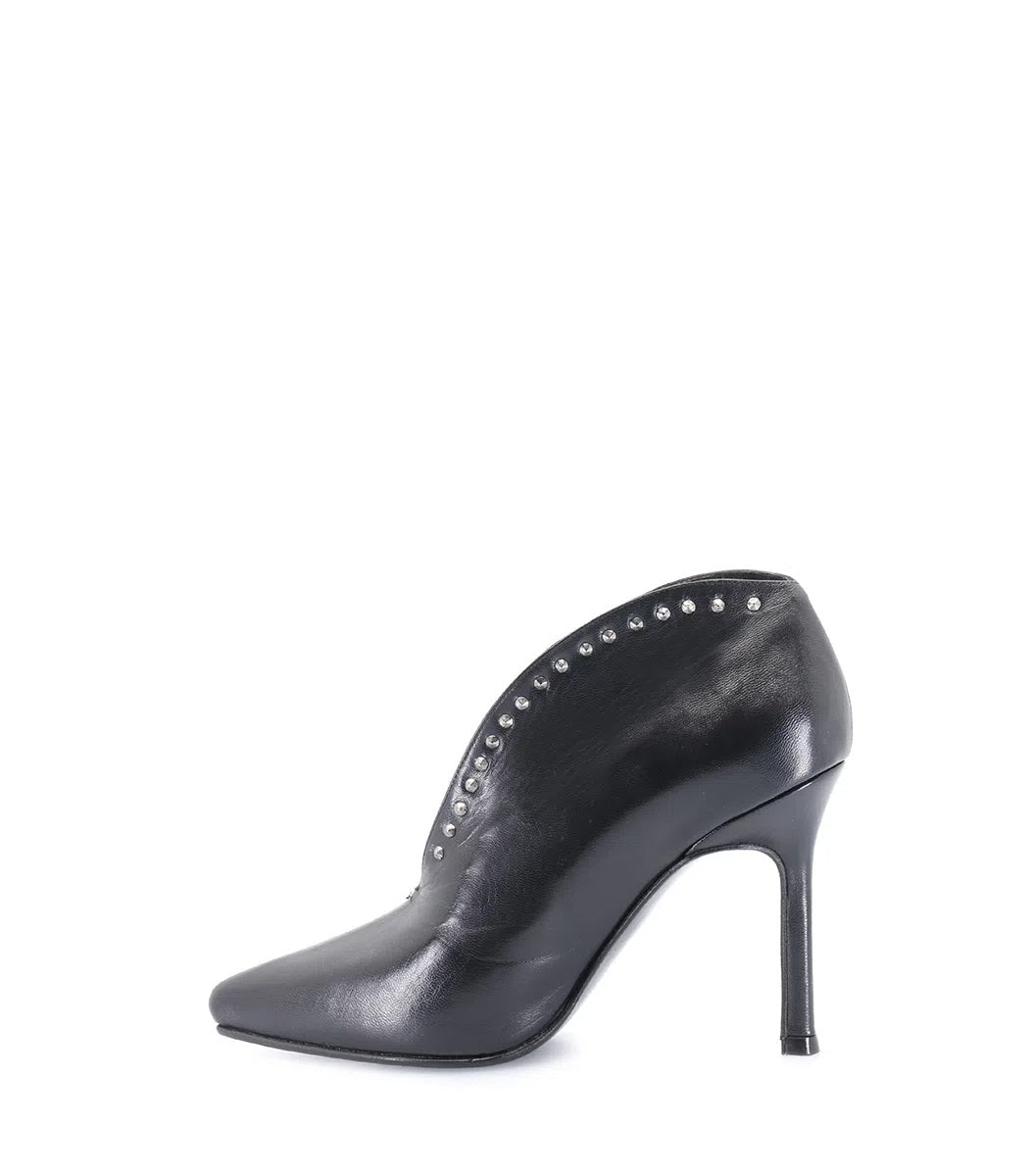 Chic Black Leather Booties with Studs Bowie