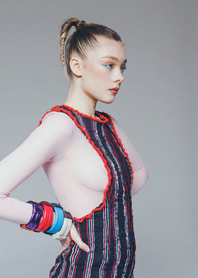 GAGA, Asymmetrical Stretch Kente Dress with Side Slit