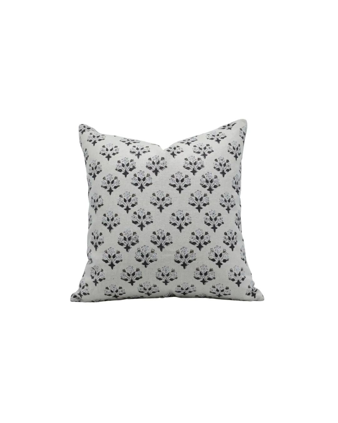 Artfully Handcrafted Block-Printed Pure Linen Pillow Cover - Diwali Flower