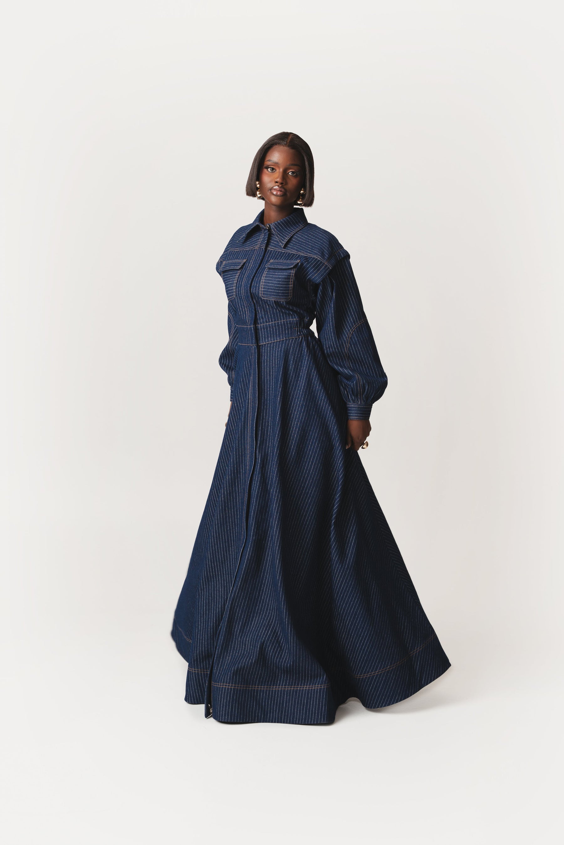 Denim Pinstripe EMMA Maxi Dress