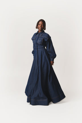 Denim Pinstripe EMMA Maxi Dress