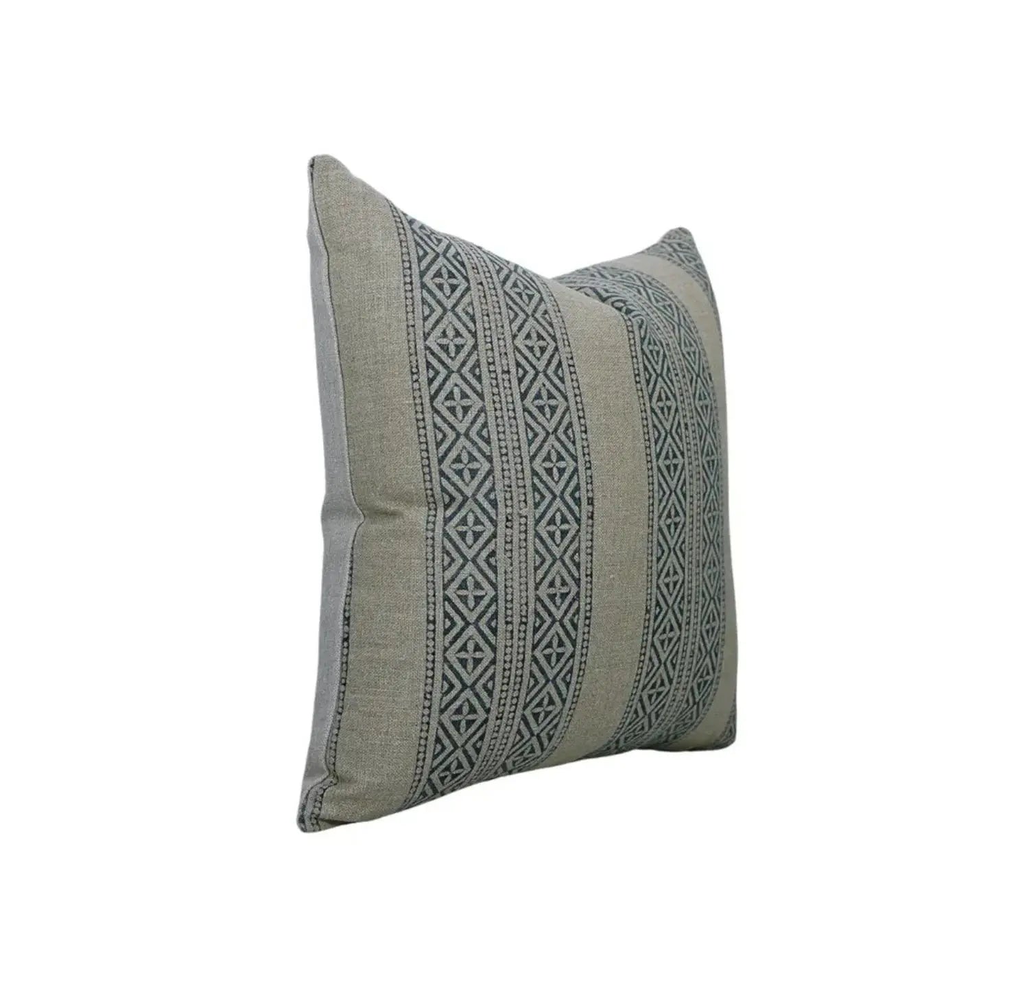 Stylish Floral Block Print Boho Thick Linen Pillow Cover- Kaju Katali