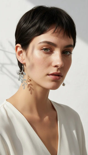 Hanging Vine  Earrings & Ladybug Convertible Extensions