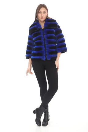 Luxury Blue Fluffy Chanchila Fur Coat – Exquisite Elegance &amp; Unmatched Comfort