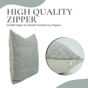 Floral Design Handmade Block Print Pure Linen Cushion Cover - Riva