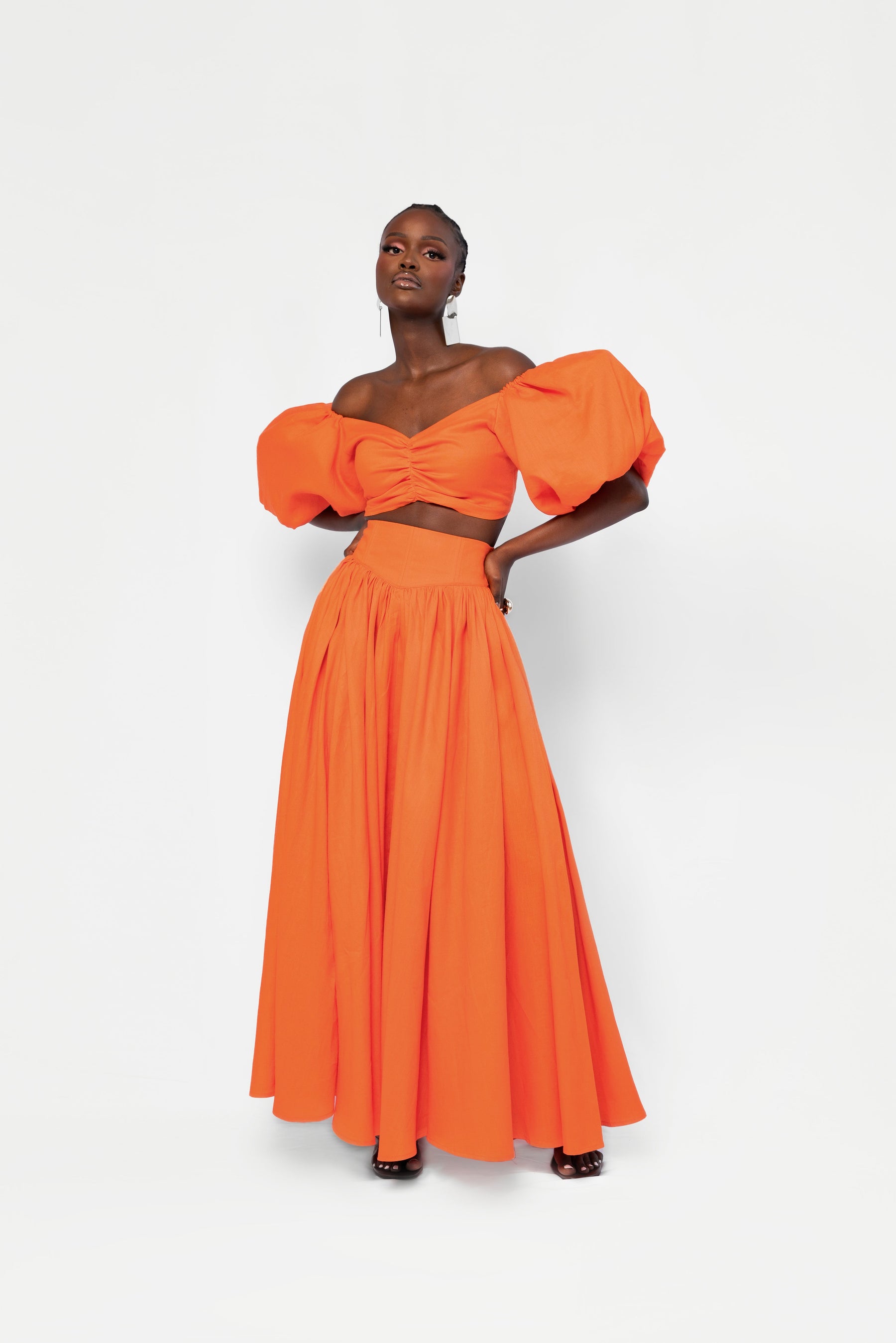 Linen DANI Maxi skirt in Orange