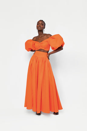 Linen DANI Maxi skirt in Orange