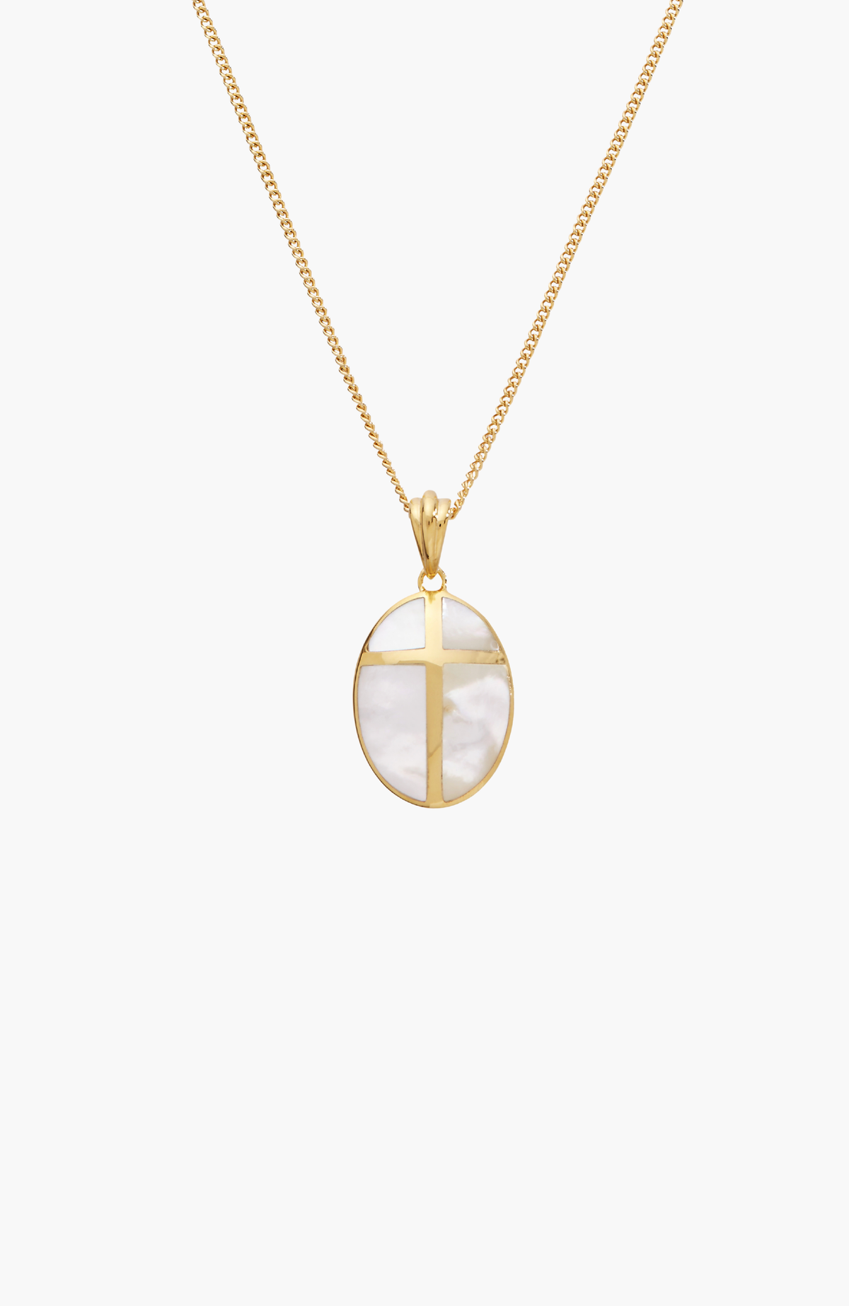 Mother Of Pearl Cross Pendant Necklace