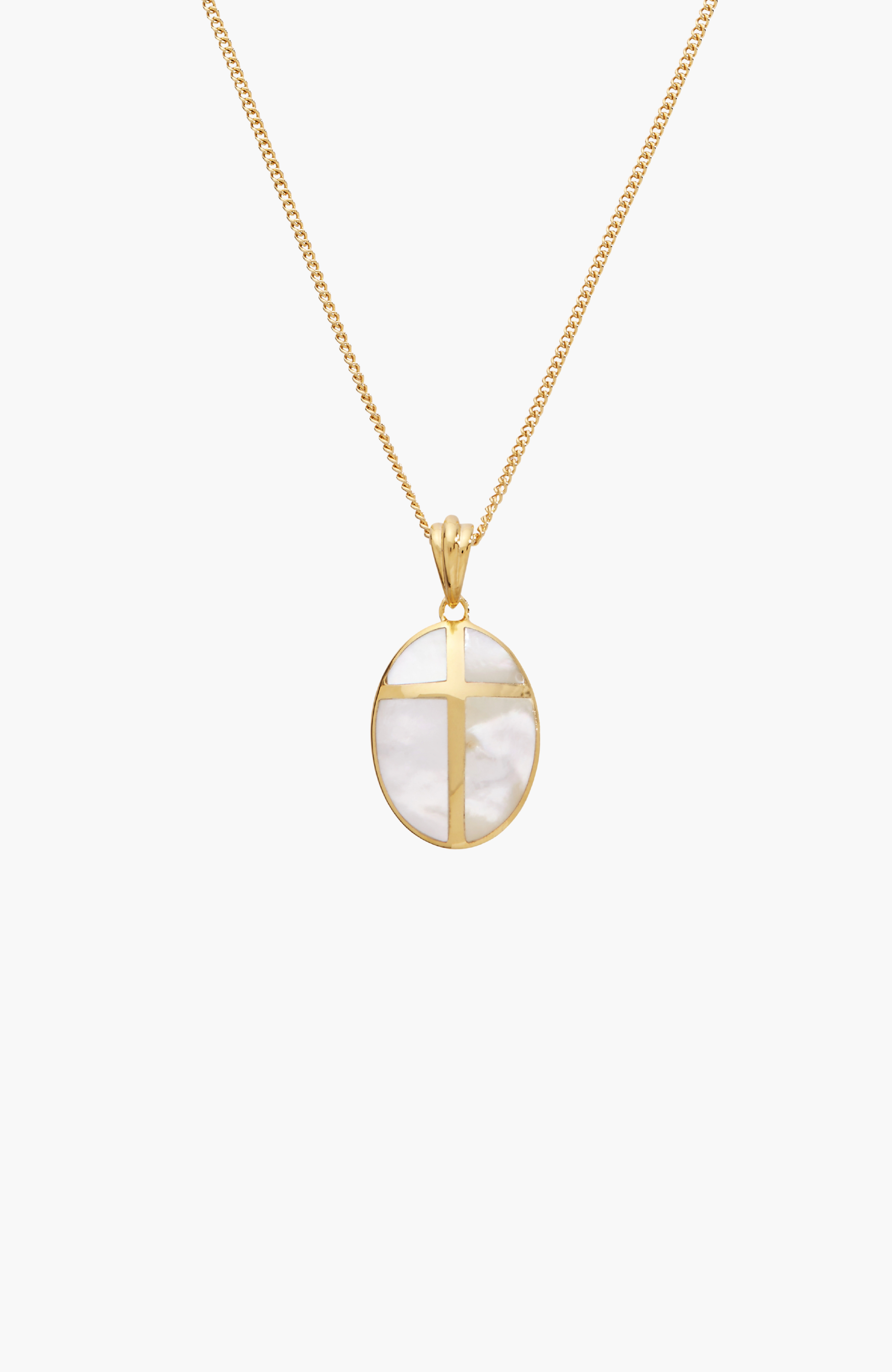 Mother Of Pearl Cross Pendant Necklace