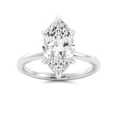 Marquise Diamond Solitaire Hidden Halo Engagement Ring