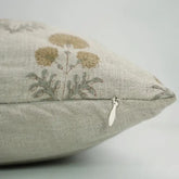 Beautiful Hand-carved Design Block Print Pure Linen Cushion Cover - Rishi