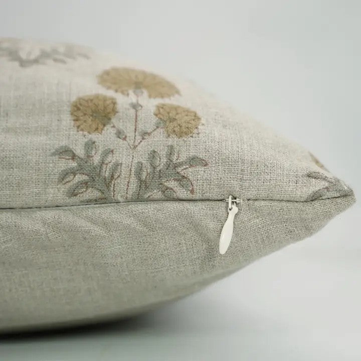 Beautiful Hand-carved Design Block Print Pure Linen Cushion Cover - Rishi