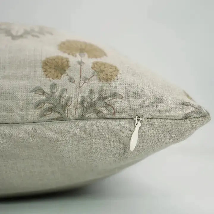 Beautiful Hand-carved Design Block Print Pure Linen Cushion Cover - Rishi