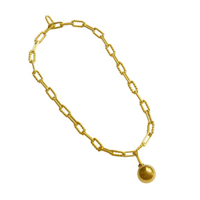 Gold Moon Chain Charm Necklace