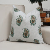 Decorative Block Print Heavy Viscose Linen Pillow Cover- Lakshita