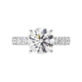 Round Diamond Iced Out Micropave Engagement Ring