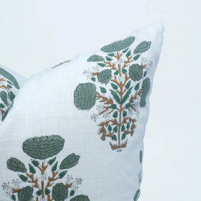 Handmade Block Print Pure White Linen Pillow Cover - Swadesh