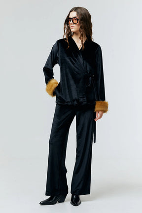 AURIELLE VELVET FUR CUFF TOP