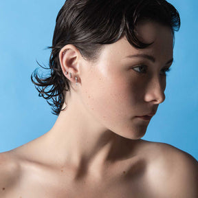 Double Pave Gold Baguette Stud Layering Earring