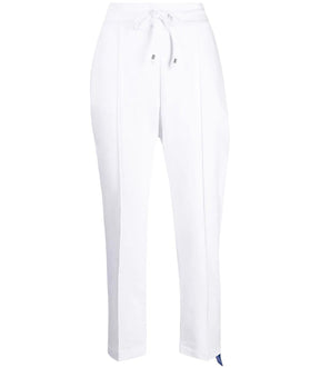 White Cotton Sweatpants With Laminated Band