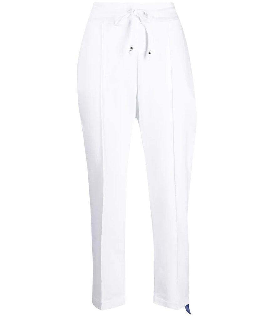 White Cotton Sweatpants With Laminated Band