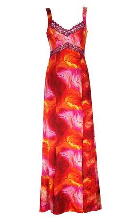 Lace Insert Floral Maxi Dress