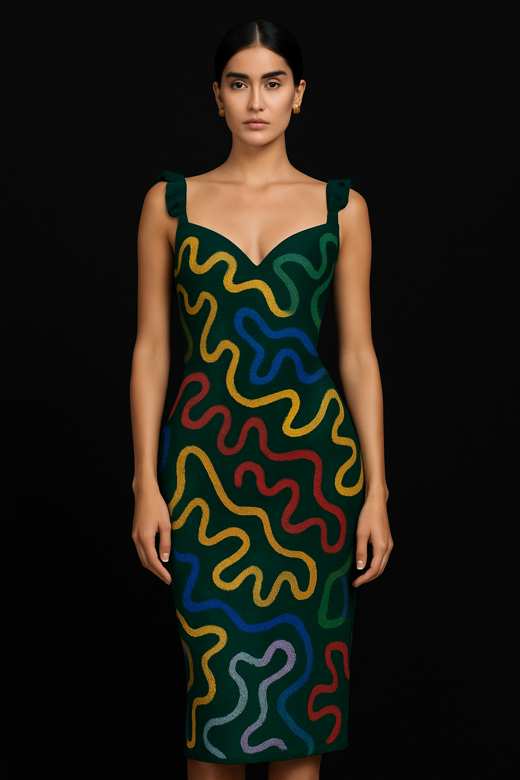The Aya Contour Midi Dress – African Maze Edition
